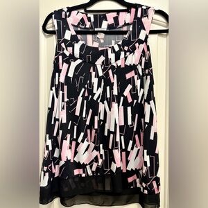 Women's Black and Pink Sleeveless Top